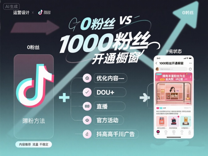 抖音不够1000粉丝怎么开橱窗？5个实用方法+千川涨粉方案